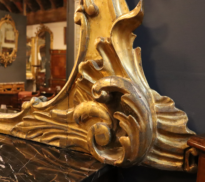 Large Irish Rococo Carved Overmantle Irish Antique Dealers Association