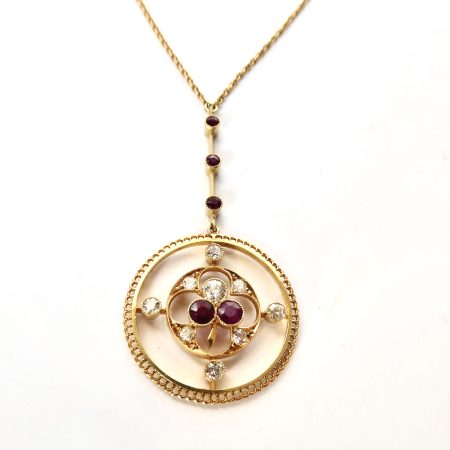 15ct. Diamond & Ruby Pendant