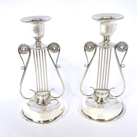 Silver Lyre Candlesticks 1897