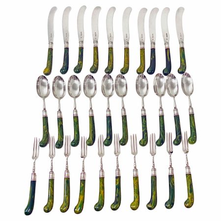 English Antique Silver dessert lunch fruit set London 1878 Geo Adams